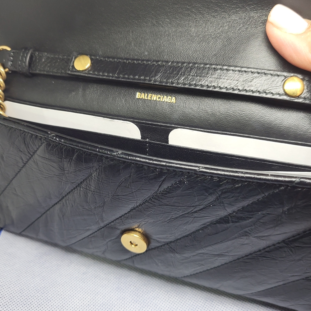Balenciaga Black Quilted Clutch with Gold Chain. - Picture 9 of 14